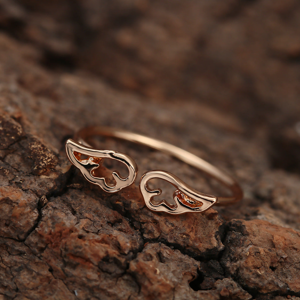 Adjustable Angel Wing Ring for Women and Girls Metal Animal Zodiac Ring Electroplated Natural Opening Ring Individually