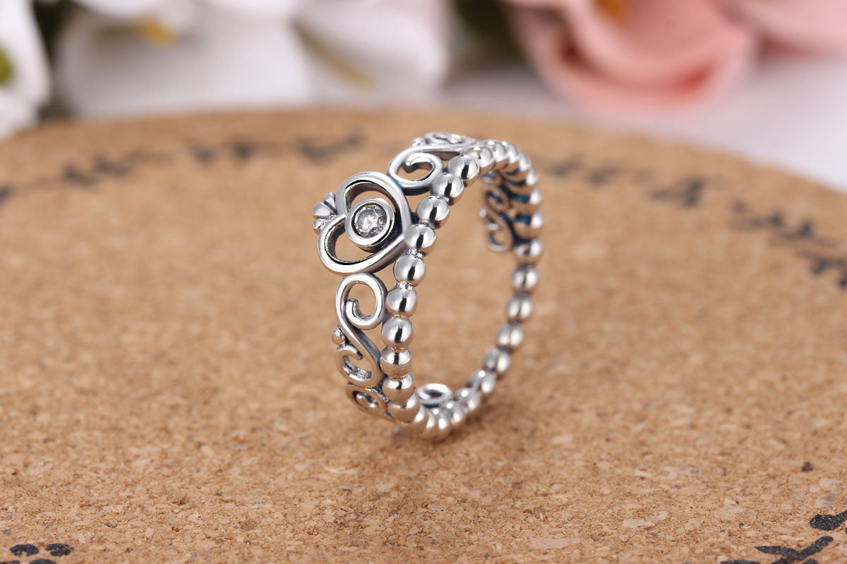 Vintage Copper Crown Ring With Micro Zircon Inlaid Stones For Wedding Or Engagement Gift For Her Classic Jewelry Idea