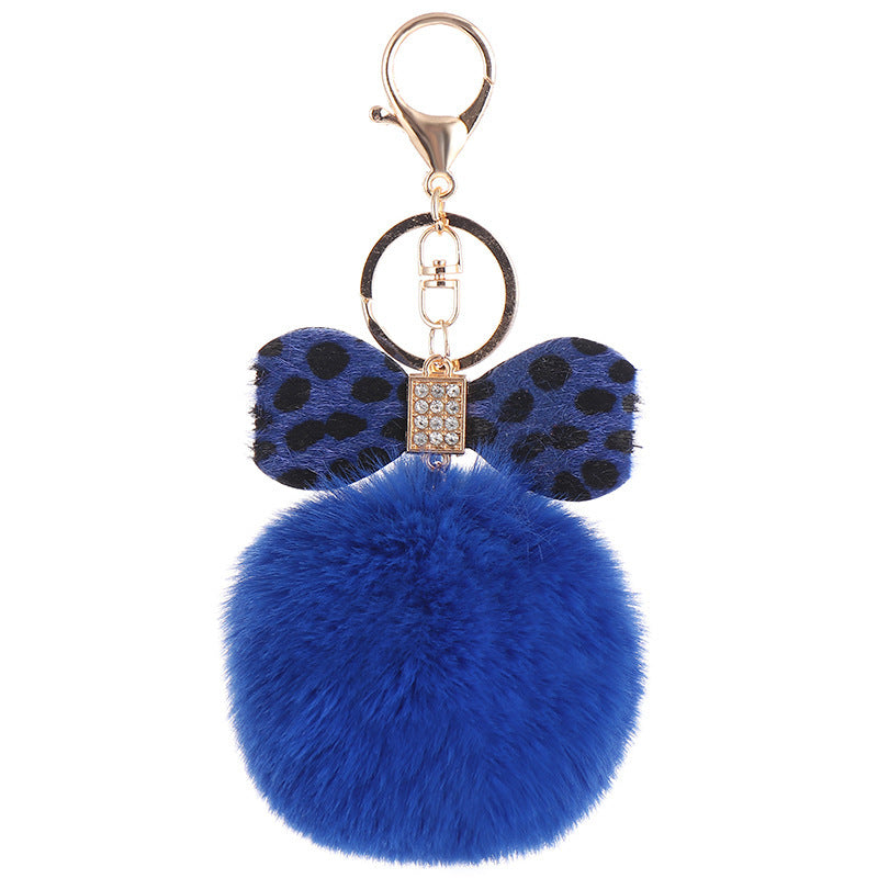 Fur Ball Leopard Keychain Fluffy Pom Pom Pendant For Backpacks Purses Bags Rabbit Hair Cute Gift Idea For All Ages
