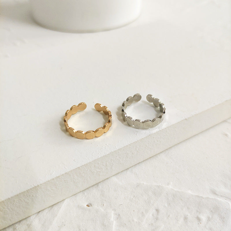 Wide Face Geometric Wave Ring Copper Electroplated Adjustable Opening European American Style Fashion Jewellery