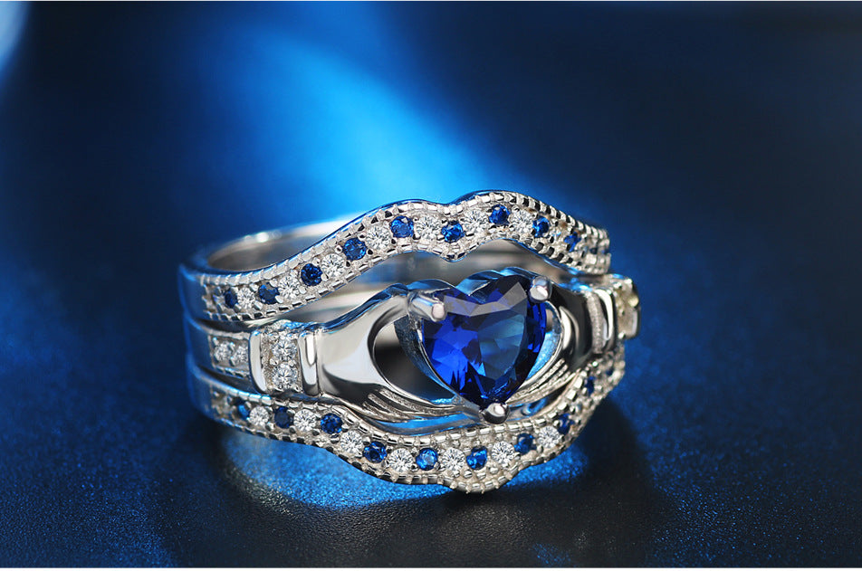 Love Heart Zircon Ring For Women Exaggerated Dazzling Brass Plated Jewelry Engagement Wedding Anniversary Gift