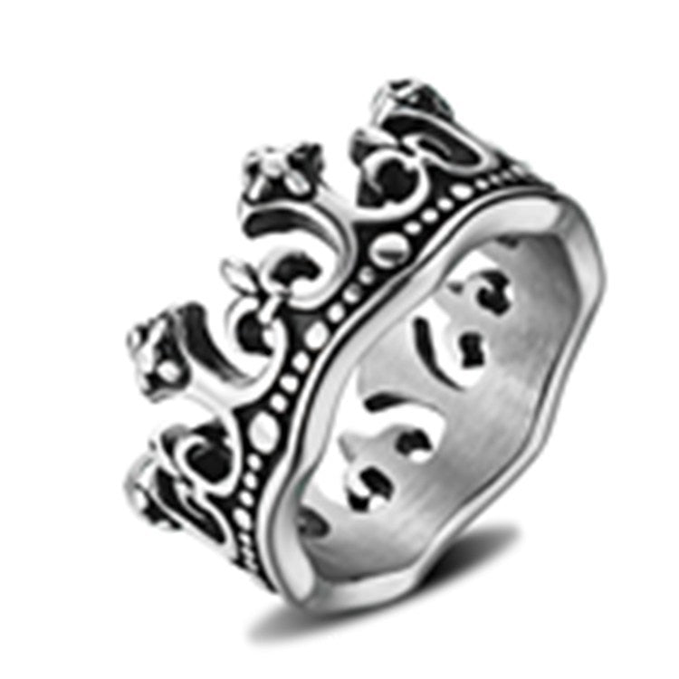 Punk Goth Crown Ring Alloy Vintage Style Jewelry For Rock Lovers Bold Statement Ring Size 7 8 9 10 11 12 13 Satin