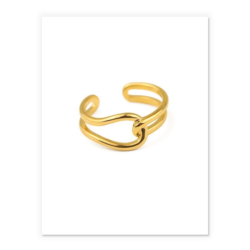 Womens Brass Ring Geometric Knotted Ring European American Ring Fashion Jewelry Gift For Her Elegant Accessory