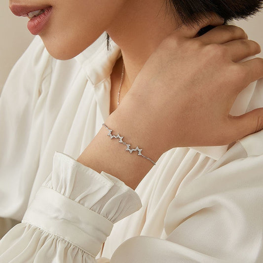 Women Star Bracelet Electroplated Copper Jewelry Elegant Trendy Fashion Accessory Gift Korean Star Charm Style