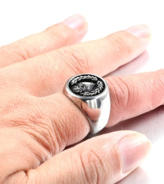 Heart Signet Ring Titanium Steel Color Finish Durable Hypoallergenic European American Style Band Subtle Shine