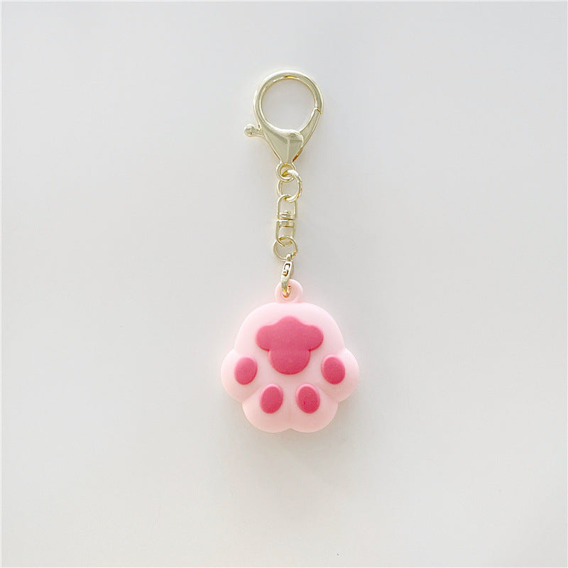 Cat Paw Keychain Silicone Case For Locator Anti Lost Cover With Hanging Ring Soft TPU Protection In Pink White Black
