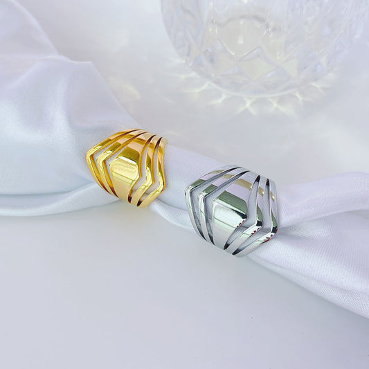 Geometric Simple Ring For Women Titanium Steel Glossy Finish Gold Or Silver US Sizes 6 7 8 9 Everyday Wear Pro