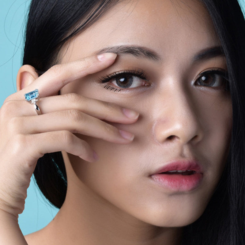 Emerald Zircon Ring Copper Gold Plated Geometric Design Elegant Womens Jewelry Gift For Special Occasion Today