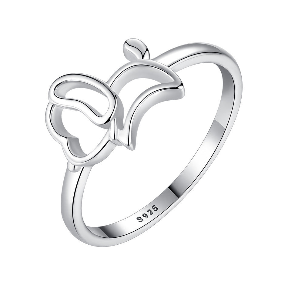 Dog Ring S925 Sterling Silver Cute Puppy Jewelry Zircon Inlay Gift For Women Girls Anniversary Birthday Zircon