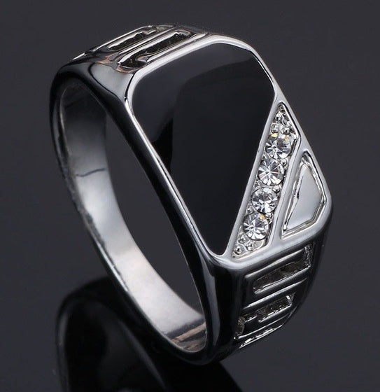Mens Square Fashion Ring Classic European American Design Gold Plated Alloy Plated Durable Jewellery Accessory