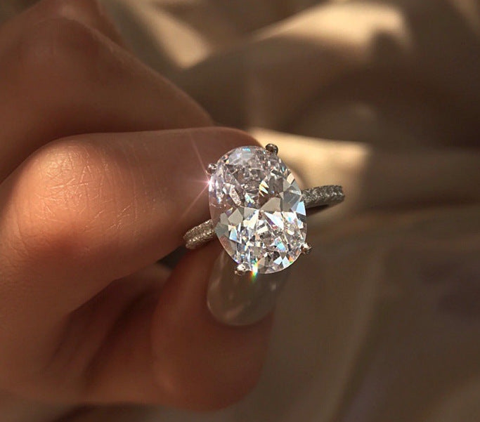 Womens Diamond Geometric Sterling Silver Ring Sparkling Engagement Promise Anniversary Wedding Jewelry Gift For Her