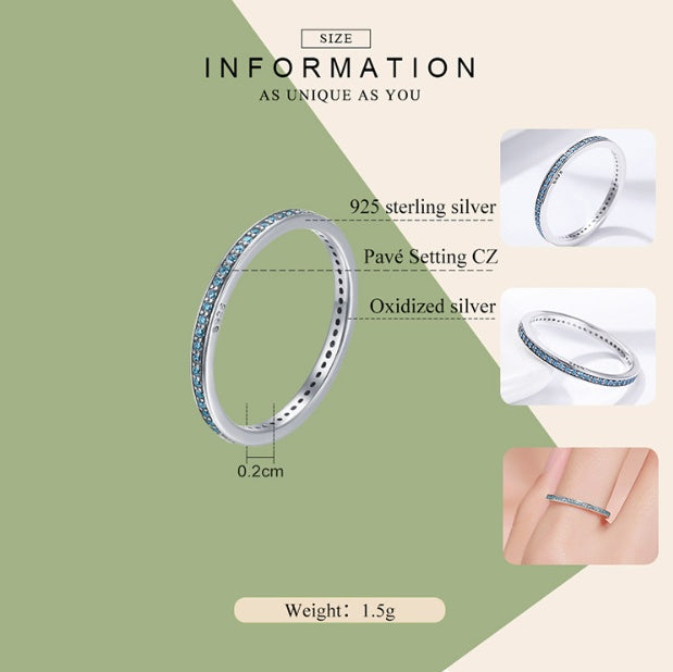Women 925 Sterling Silver Ring With Zircon Lightweight Fashion Band Daily Wear Thin Minimalist Everyday Chic