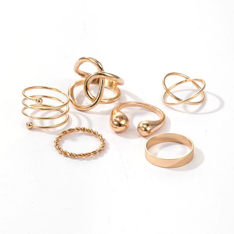 Womens Bohemian Rings Set Retro Geometric Knuckle Ring Stackable Metal Alloy Fashion Jewelry Ring Set In Style