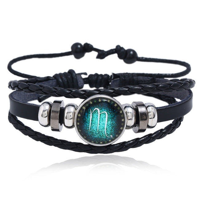 Couples Woven Leather Bracelet Vintage Constellation Design Zodiac Gift For Anniversary Travel Keepsake Gift Box Ready