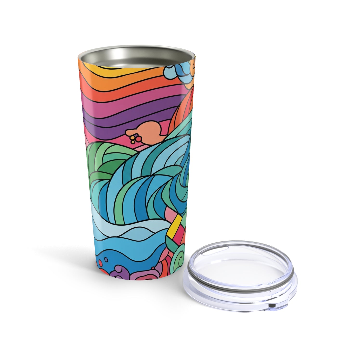 20oz Stainless Steel Travel Tumbler With Printed Art Double Wall Vacuum Insulated Leak Proof Thermal Coffee Cup
