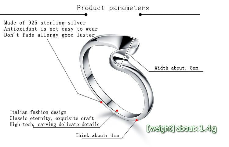 Heart Ring S925 Silver Plated Copper Jewelry Eco Friendly Uninlaid Design Fashion Ring for Women Jewelry Gifts