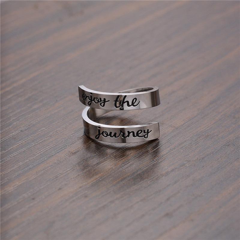 Unisex Double Band Ring Engraved Geometric Stainless Steel Polished Matte Finish Everyday Wear Jewelry Holiday
