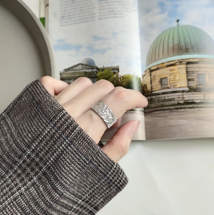 Copper Plated Irregular Corrugated Fold Ring For Women Hypoallergenic Everyday Fashion Jewelry Accessory Trend