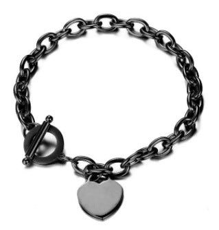 Womens Heart Bracelet Stainless Steel Electroplated Jewelry Gift For Her HeartShape Fashion Women Style Simple