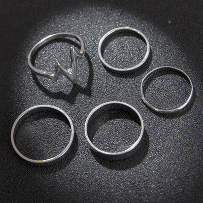 Womens Knuckle Ring Set Bohemian Alloy Rings Electroplated Silver Geometric Design European American Ornaments