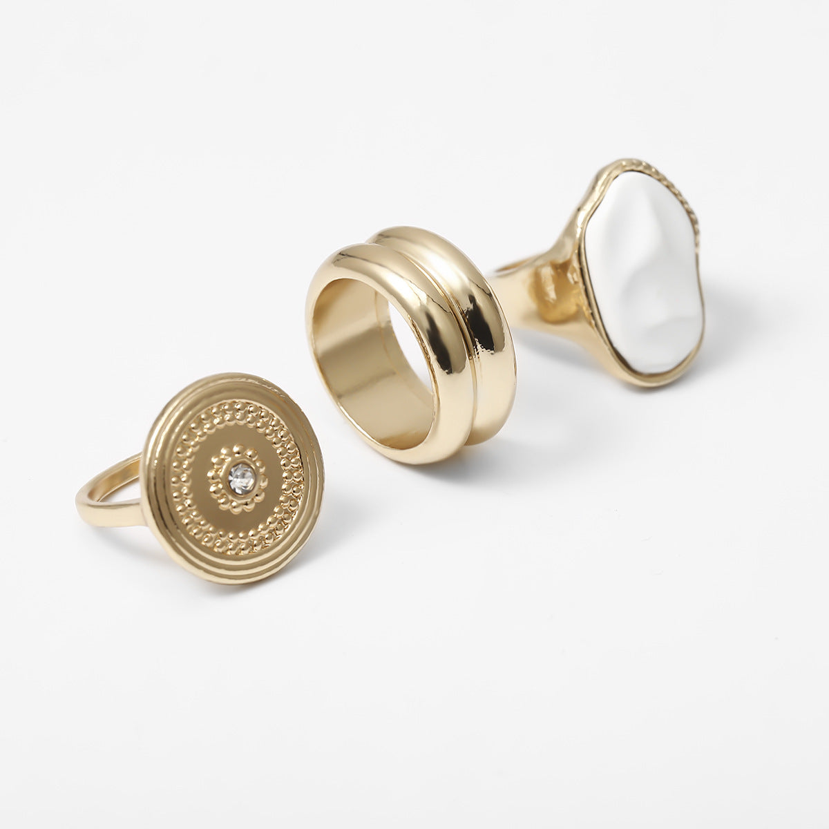 Vintage Ethnic Wind Geometric Ring With Alloy Mosaic Inlay