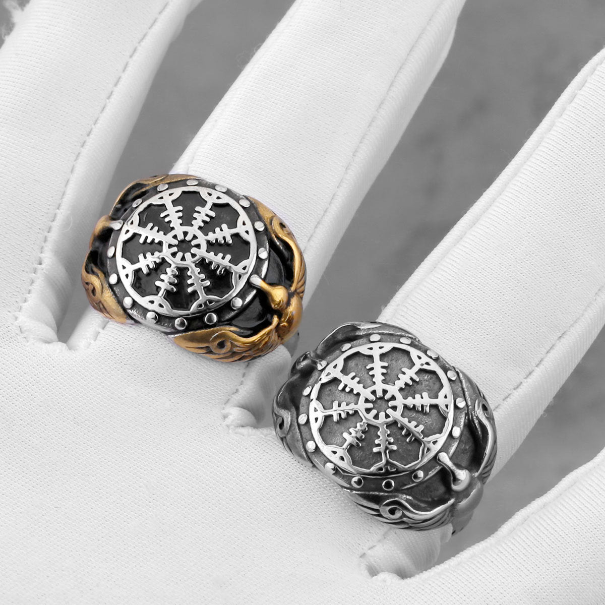 Mens Stainless Steel Compass Rune Ring Electroplated Durable Fashion Jewelry For Daily Wear Durable Everyday Accessory