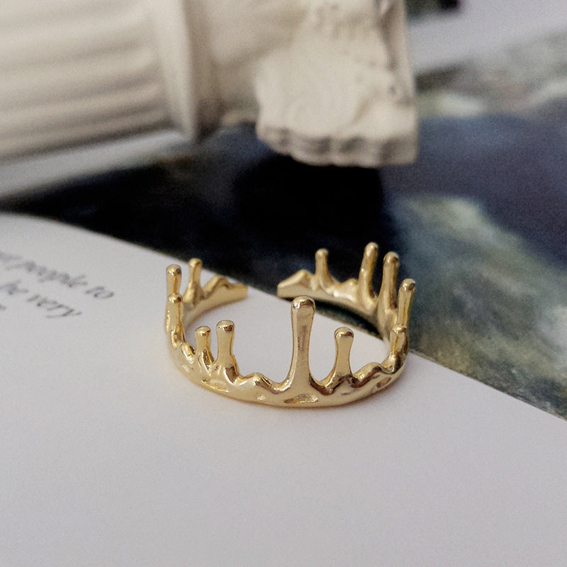 Silver Geometric Ring For Women Irregular Opening Design