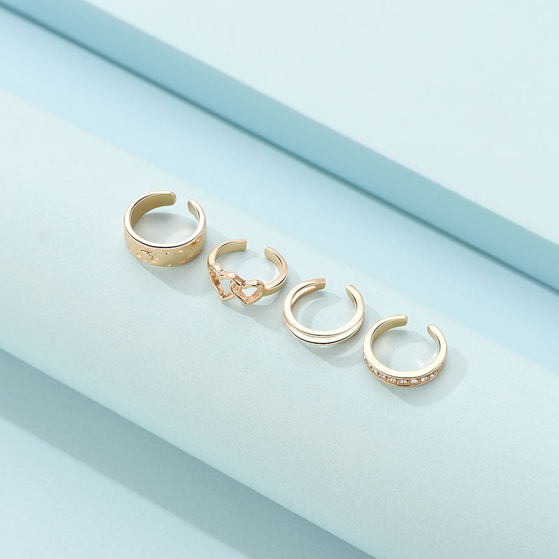 Womens Gold Plated Ring Set Knuckle Stackable Geometric Design Jewelry Trendy Rings Everyday Wear Modern Style