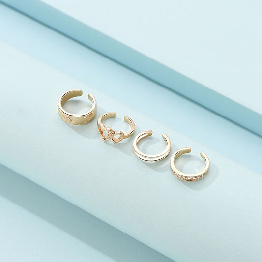 Womens Gold Plated Ring Set Knuckle Stackable Geometric Design Jewelry Trendy Rings Everyday Wear Modern Style