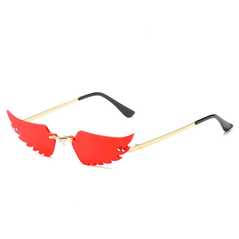 Sunglasses UV400 Protection Metal Frame Irregular Feathers PC Lenses Fashion Personality Sun Feathers Feathers