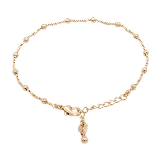 Womens Copper Chain Bracelet With Round Glass Bead Electroplated Fashion Jewelry Beaded Chain Glass Bead Chain