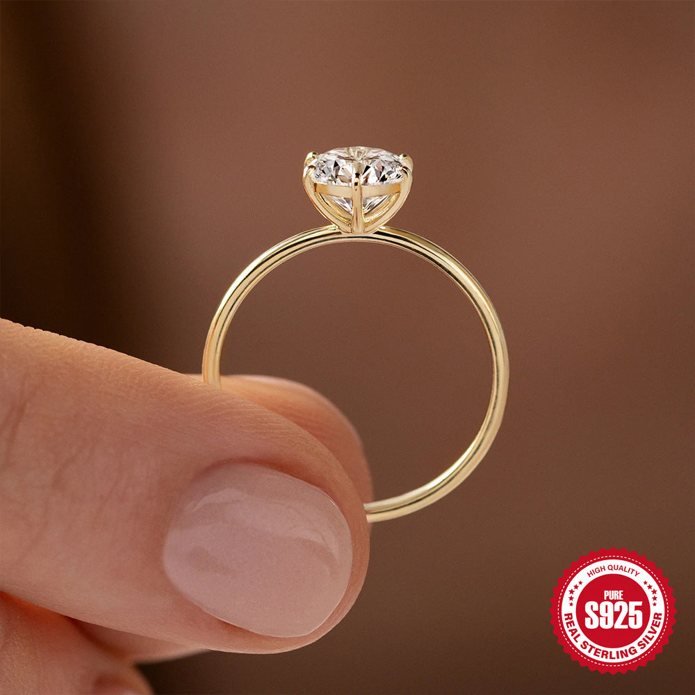 Gold Plated Six Claw Ring With Diamond Accent For Women Elegant Jewelry Gift Perfect For Special Occasions Gift Idea