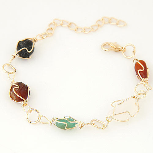 Womens Alloy Bracelet Electroplated Metallic Gravel Design Irregular Shaped Fashion Bangle For Everyday Styles