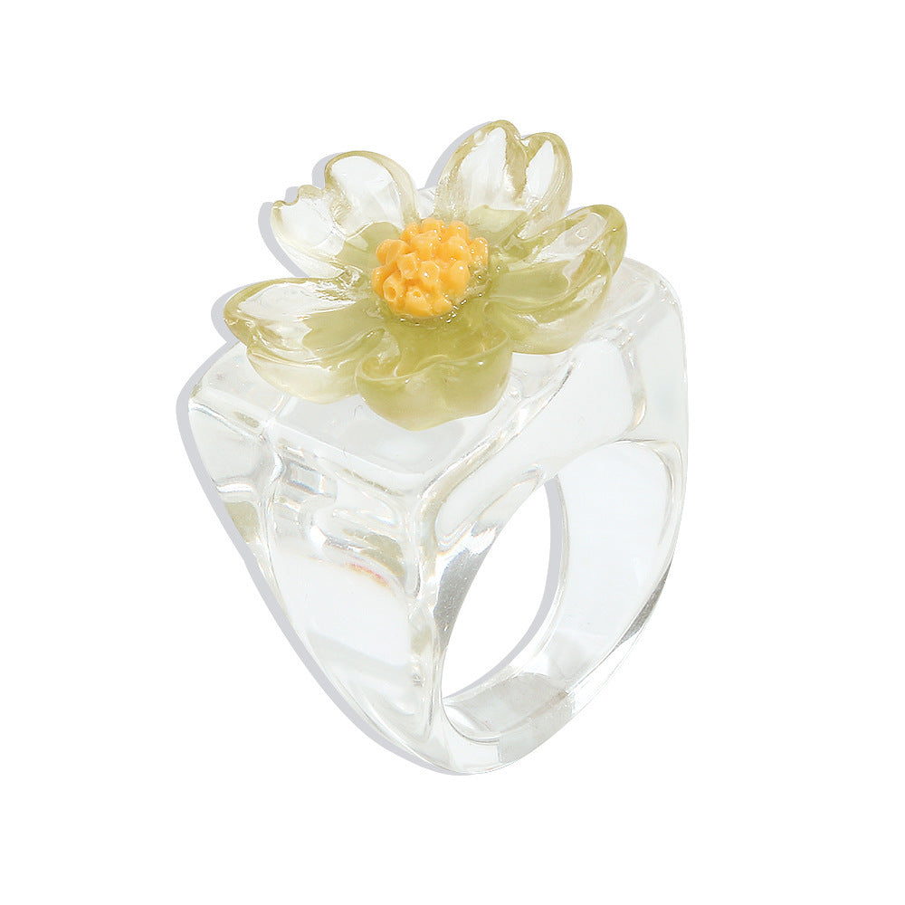 Resin Rings For Women Colorful Acrylic Geometric European Style Statement Jewelry Colorful Resin Ring Ornament