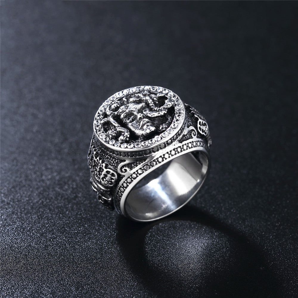 Titanium Steel Ring With Antique Snake Head Design European And American Polished Ring For Opening Ceremony Employee