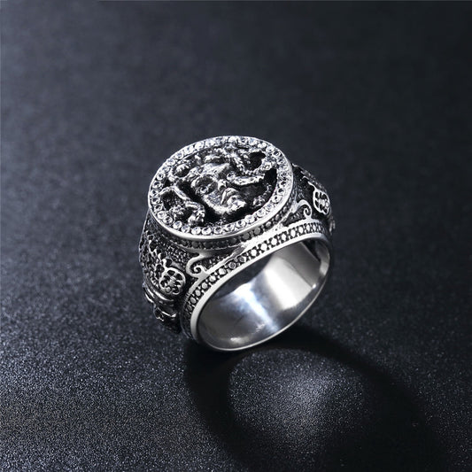 Titanium Steel Ring With Antique Snake Head Design European And American Polished Ring For Opening Ceremony Employee