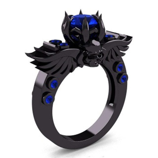 Gothic Skull Ring With Ruby Gemstones Sterling Silver Copper Jewelry For Women Statement Fashion Accessory Wedding
