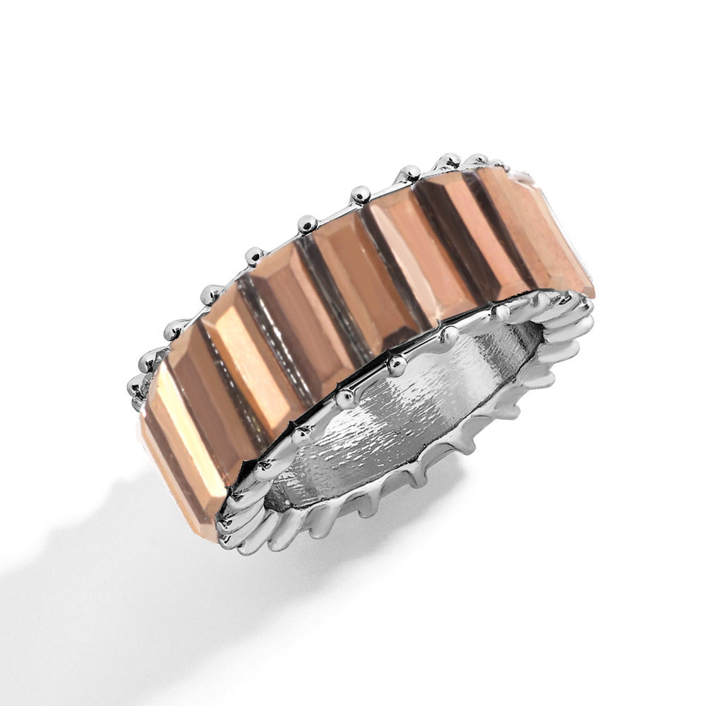 Geometric Alloy Ring With Crystal Statement Design For Womens Fashion Individually Packaged Ring 5 6 7 8 9 Gift Ready