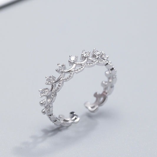 Womens Crown Ring Sterling Silver Inlaid Gem Ring Electroplated Jewelry Gift For Her Individually Packed Boxed Gift