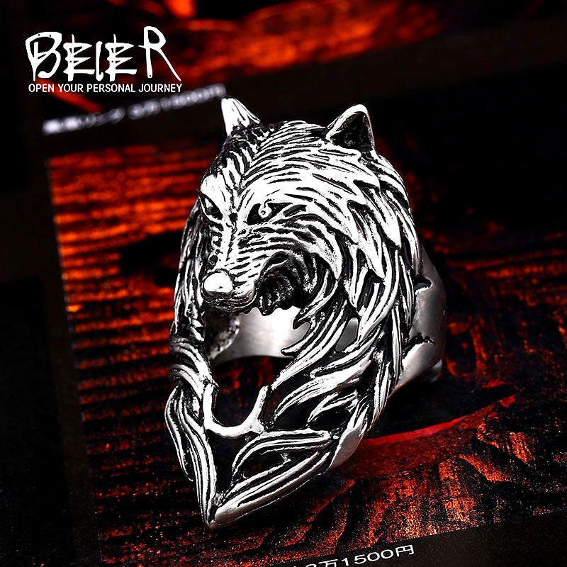 Men's Stainless Steel Ring Animal Shape Punk Fashion Party Ring All Compatible Metal Ring Customized Item Type Rings