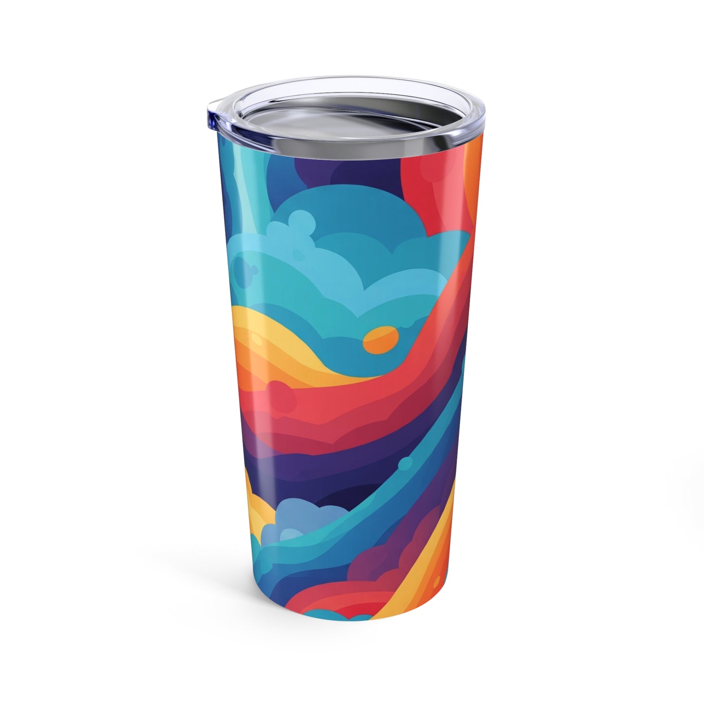 20oz Stainless Steel Tumbler With Double Wall Vacuum Insulation And Printed Design For Hot And Cold Beverages