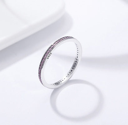 Women 925 Sterling Silver Ring With Zircon Lightweight Fashion Band Daily Wear Thin Minimalist Everyday Chic