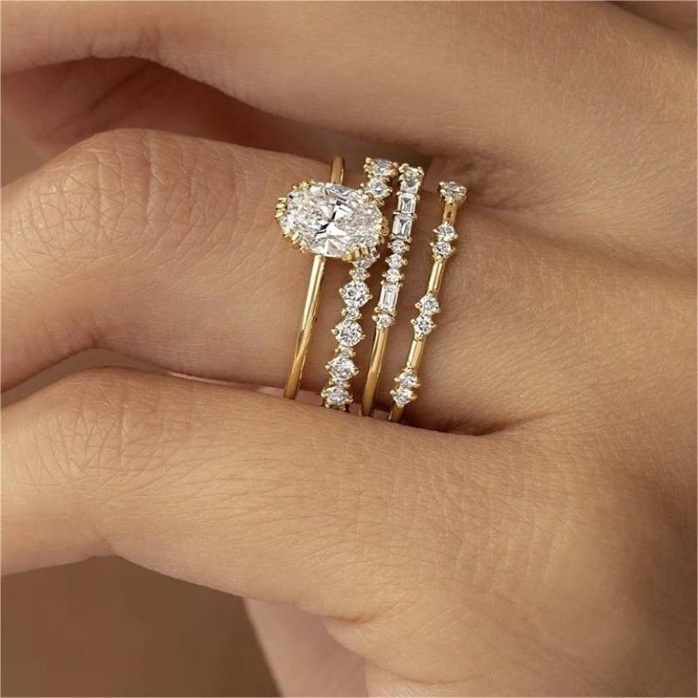 Womens Geometric Ring Set Electroplated Gold Tone Three Piece Alloy Jewelry Collection Geometric Stacking Rings