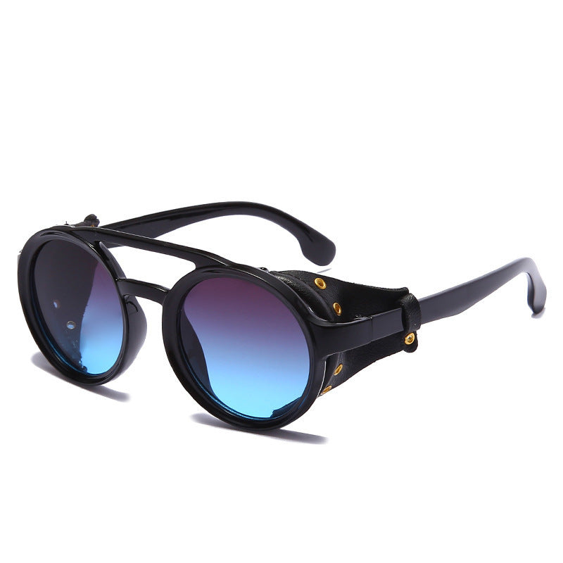 Round Frame Sunglasses Classic Punk Windproof Pilot Retro Fashion For Men And Women UV Protection Driving High