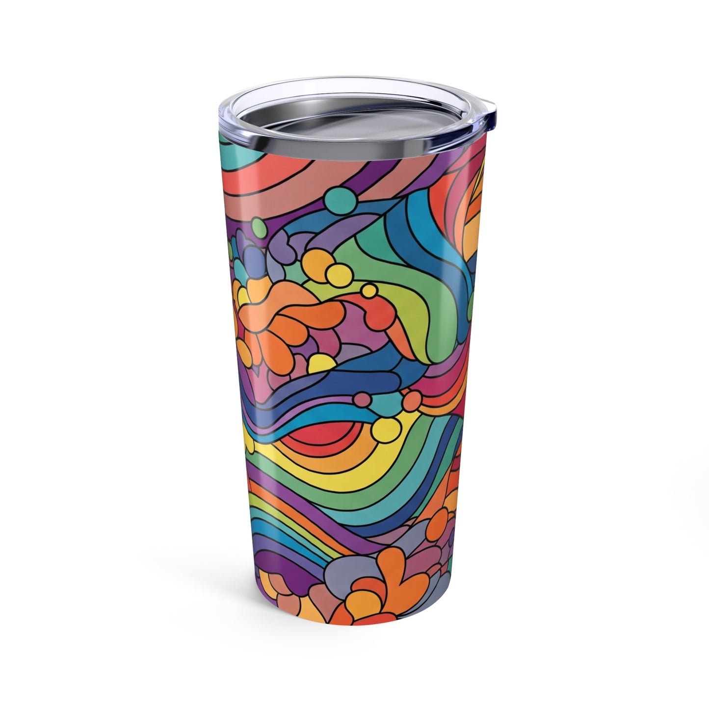 20oz Steel Tumbler With Double Wall Vacuum Insulation Spill Resistant BPA Free Printed Design For Hot And Cold