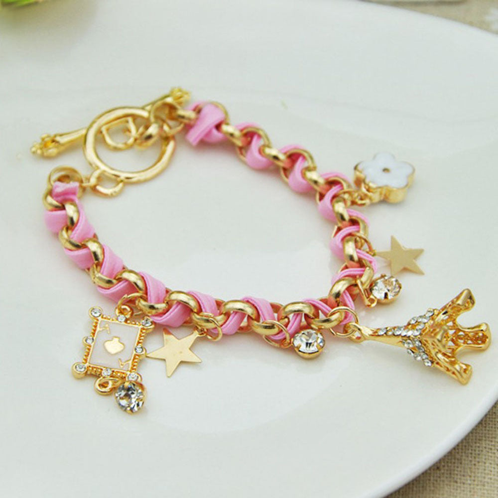Womens Korean Five Pointed Star Alloy Bracelets Dripping Oil Finish Anniversary Employees Benefits Advertising