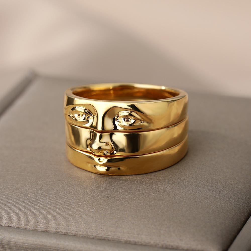 Gold Plated Rings With Vintage Fac Imitation Pearl Cartoon Rings Jewelry Gift For Her Fashion Ring Elegant Rings