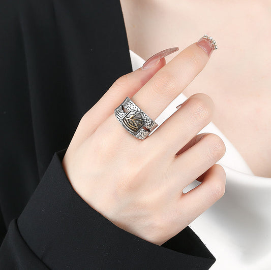 Mens Horus Anubis Ring Ancient Egyptian Pharaoh Design Adjustable Copper Ring Vintage Distressed Eye Of Horus Symbol