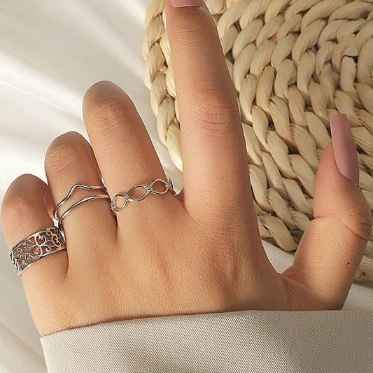 Geometric Ring Set 3 Piece Stackable Fashion Rings For Women Copper Jewelry Everyday Wear Everyday Style Ready