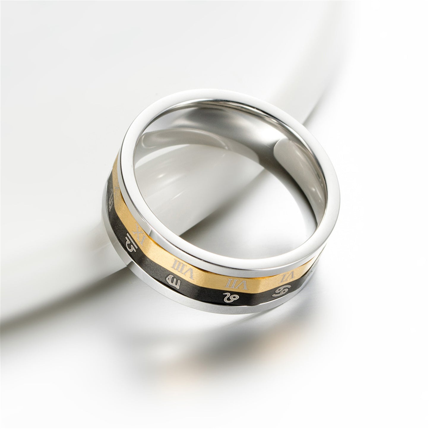 Unisex Titanium Steel Ring with Twelve Constellation Design and Roman Numerals Band Men and Women Fashion Jewelry Ring Simple Anniversary Gift